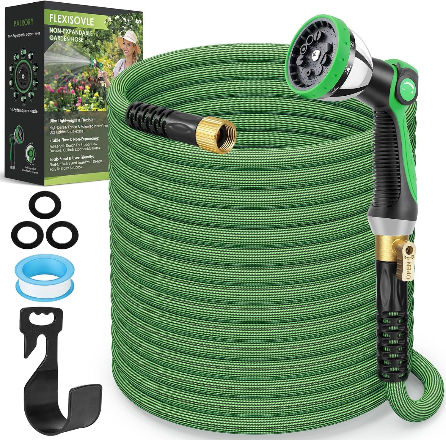 PALRORY Non-Expandable Garden Hose 100 ft
