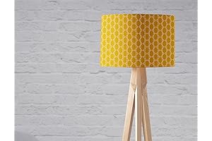 Yellow Lampshades for Home: Geometric Minimalist Mustard Fabric Drum Lamp Shade