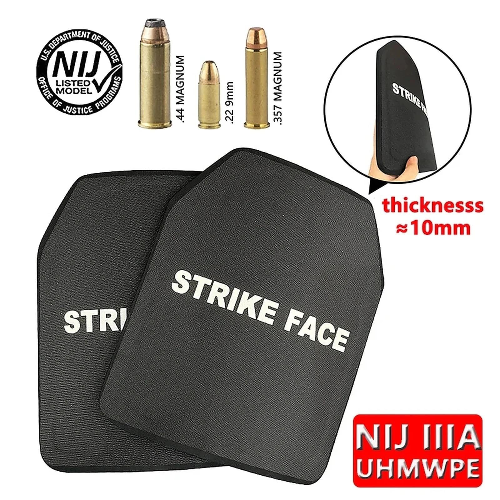 NIJ IV Ballistische Platten Bulletproof Plate Plattenträger Weste, 10x12 Inch PE + Ceramic Stand Alone Armour Plate, Tactical Insert for Vest/Backpack, 7.62mm Protection(2PCS)