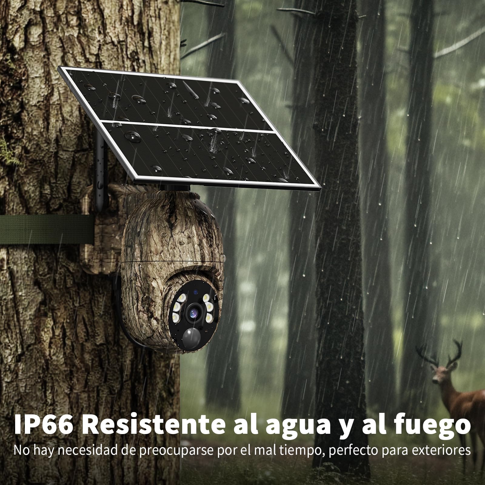 4G Camara Vigilancia Exterior con Tarjeta SIM, 2K 360° Inalámbrico Solar Cámara con 30M Visión Nocturna Color, Detección de Movimiento, Audio Bidireccional, IP66 Impermeable