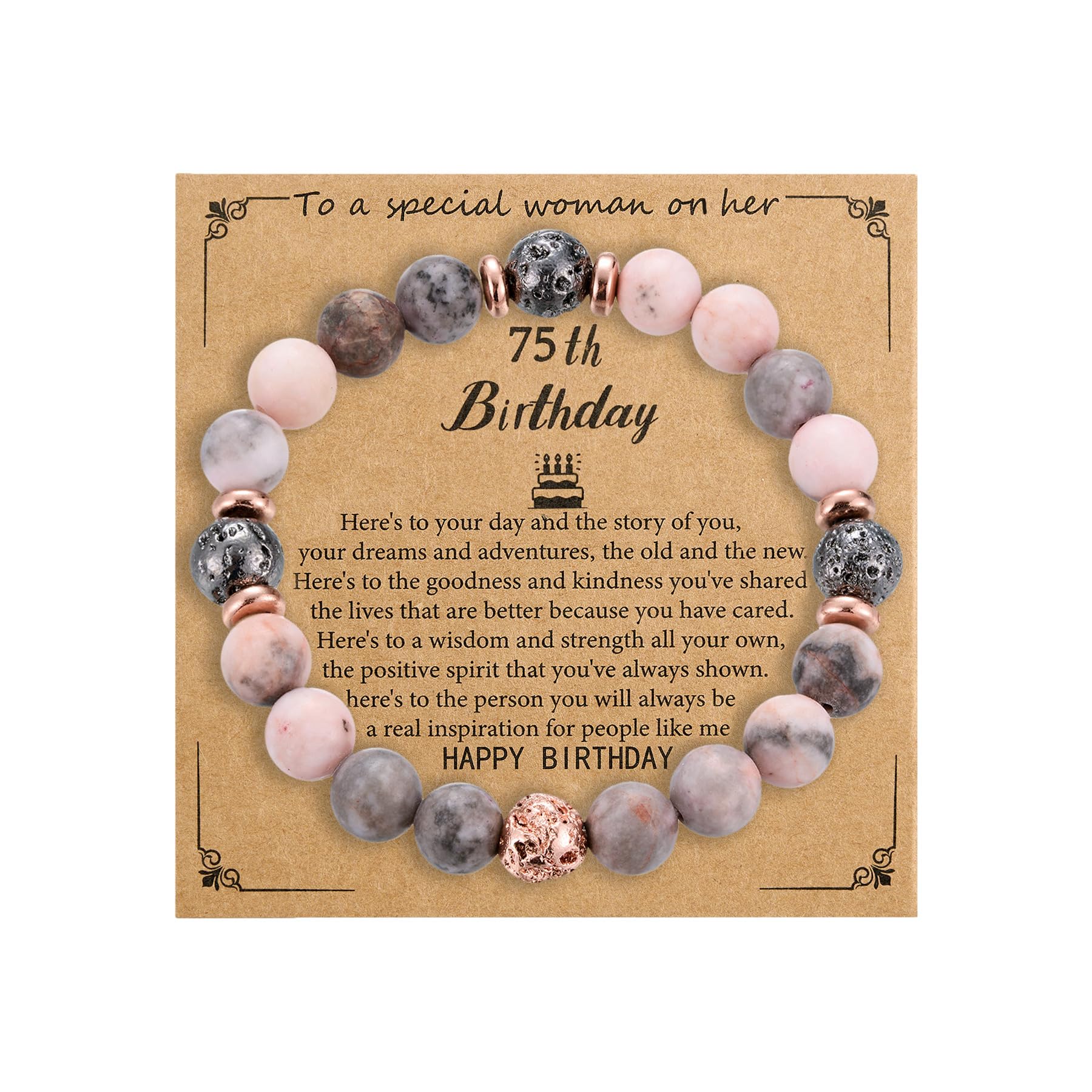 30th 40th 50th 60th 65th 70th 75th 80th Birthday Gifts for Women Bracelets 50 60 65 70 Year Old Natural Stones Happy Birthday Bracelets for Women