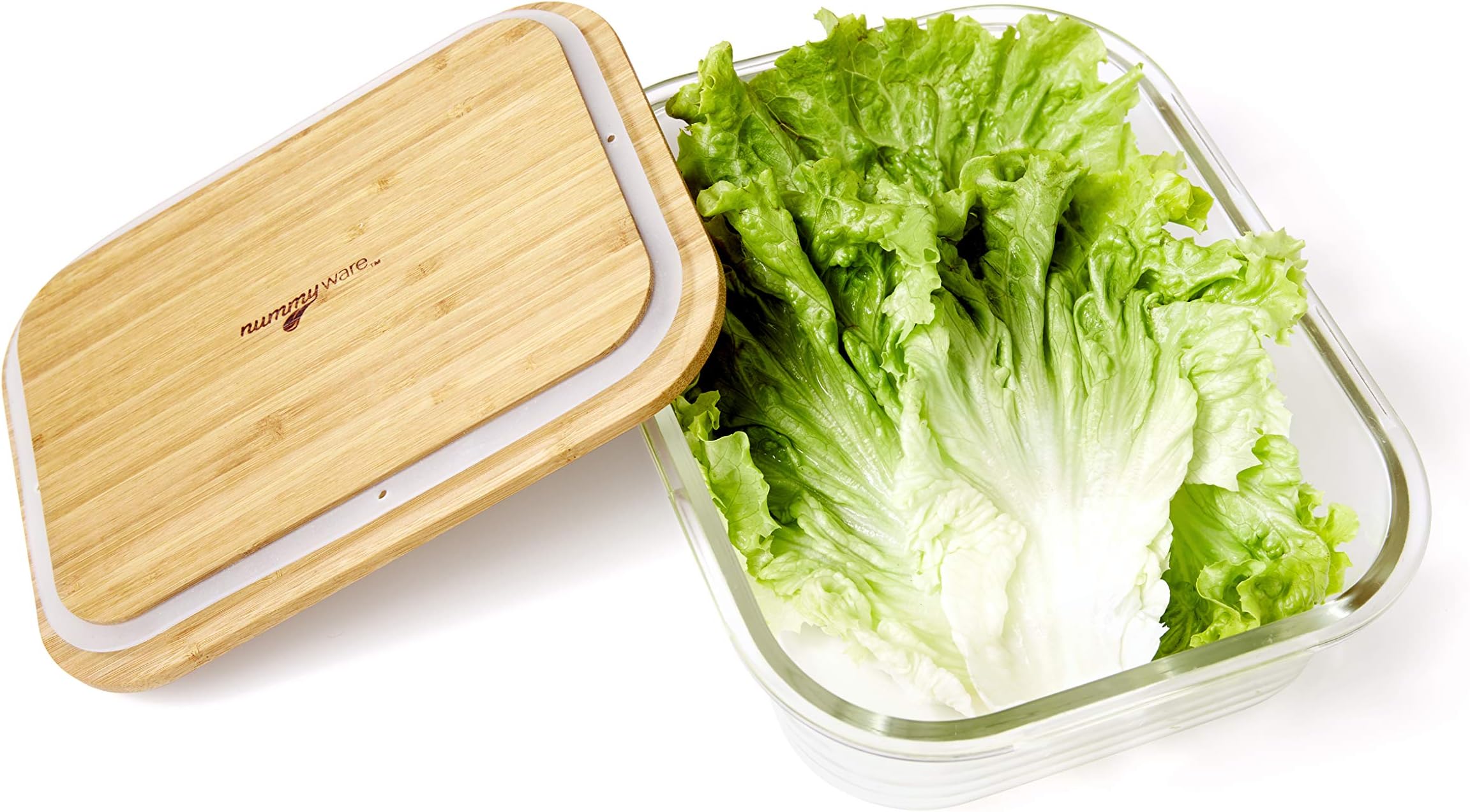 Nummyware Plastic-free Glass Food Container with Sustainable Bamboo Top (2260mL)