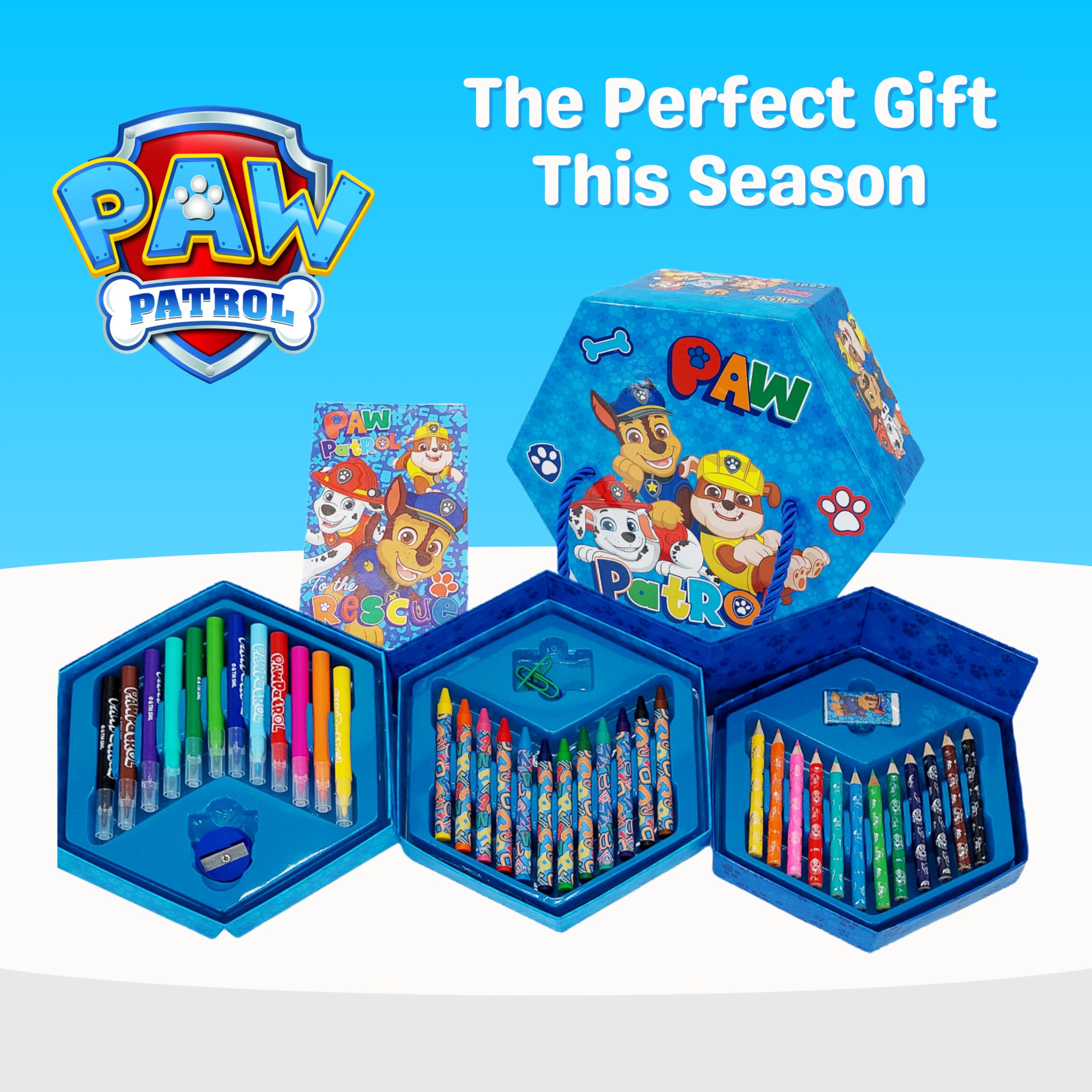 Paw Patrol Ensemble de Papeterie, Crayons de Couleur, Marqueurs, Cahier, Mallette Scolaire Enfants
