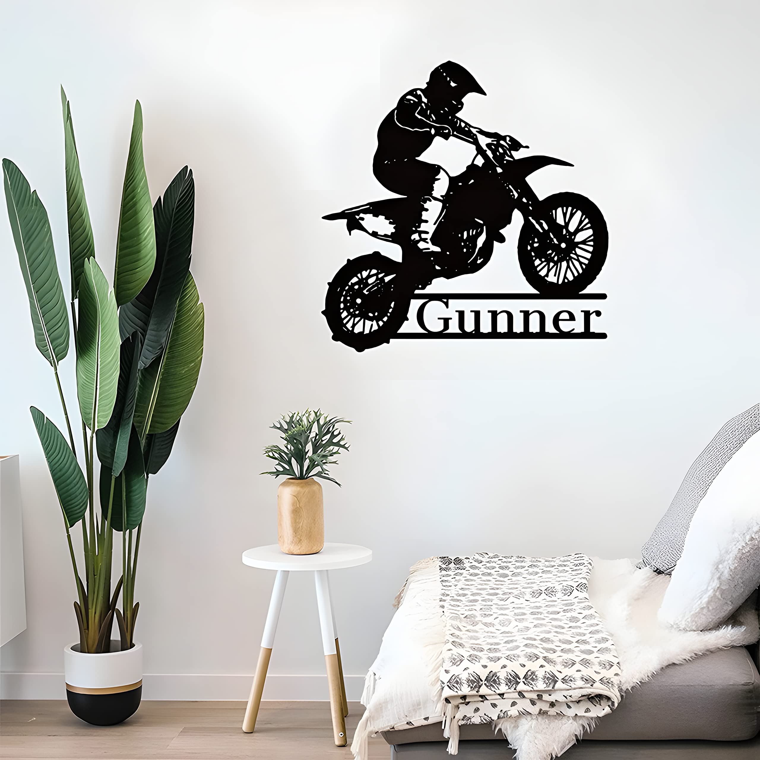 Personalized Motocross Metal Wall Art Motorcycle Wall Decor Dirt Bike Decor, Custom Biker Name Sign Garage Sign Dirt Bike Metal Sign, Home Decor Garage Decor Man Cave Decor for Men 12 inch