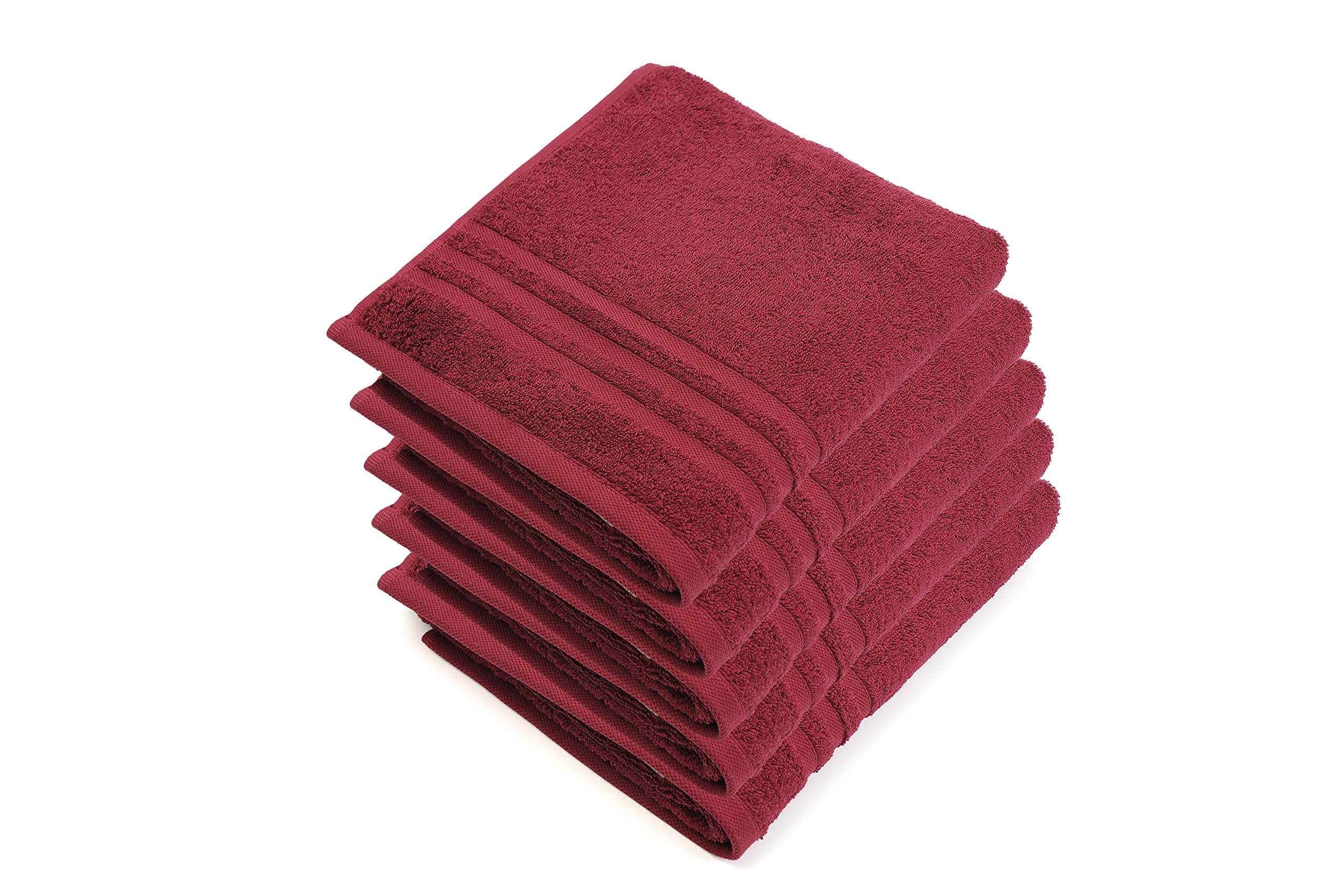 Heike Set di 5 asciugamani Pure Edition 50 x 100 cm, 100% cotone (Bordeaux)