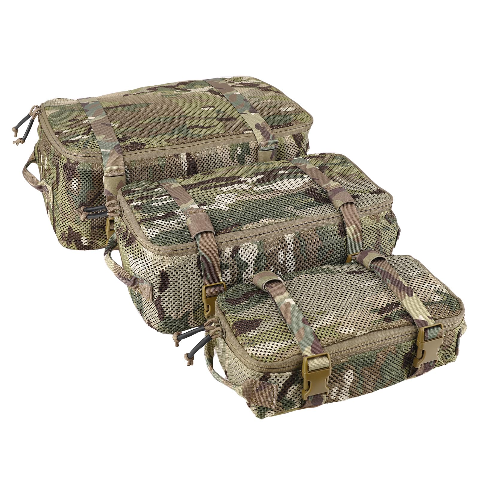 PETAC GEAR 3 PCS Tactical Modular Packing Cubes, Large Capacity Mesh Storage Bag,Outdoor Travel Organize Storage Pouches Bags.