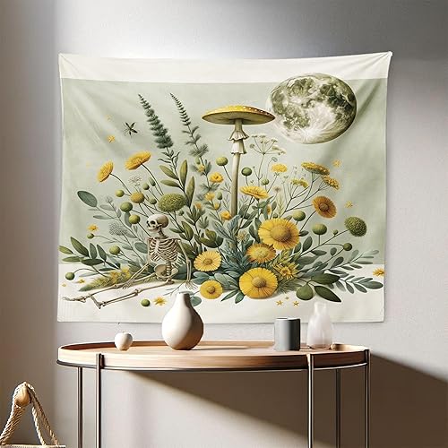 Miniatura 143 de Ambesonne Tapiz de naturaleza, silueta de oso salvaje en el bosque de la selva en la noche oscura, ilustración para colgar en la pared para Verde