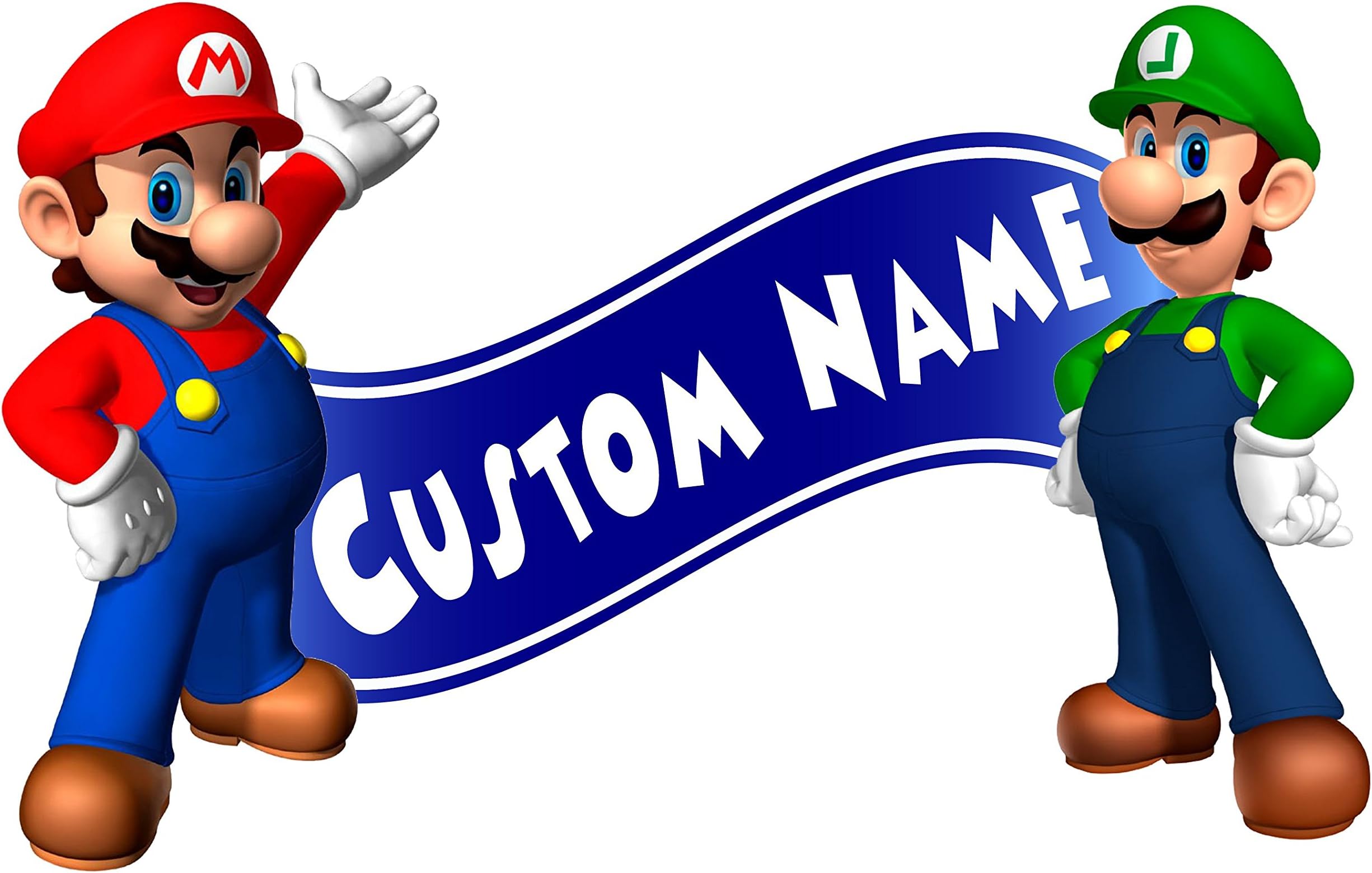 Super Mario Bros Wall Decal Room Decor - Custom Name (Blue)