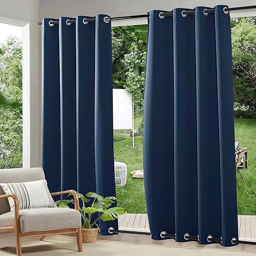 RYB HOME Windproof Outdoor Curtains - Waterproof Blackout Shade Thermal