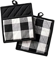 Vista 11 de DII Buffalo Check Kitchen Collection, juego de cocina clásico de granja, guante de horno, rojo y negro, 2 piezas