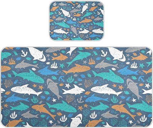 Protector de colchón para cuna con diseño de tiburón, protector de colchón transpirable para niños pequeños con funda de almohada para cuna disponible en Yaxa Colombia