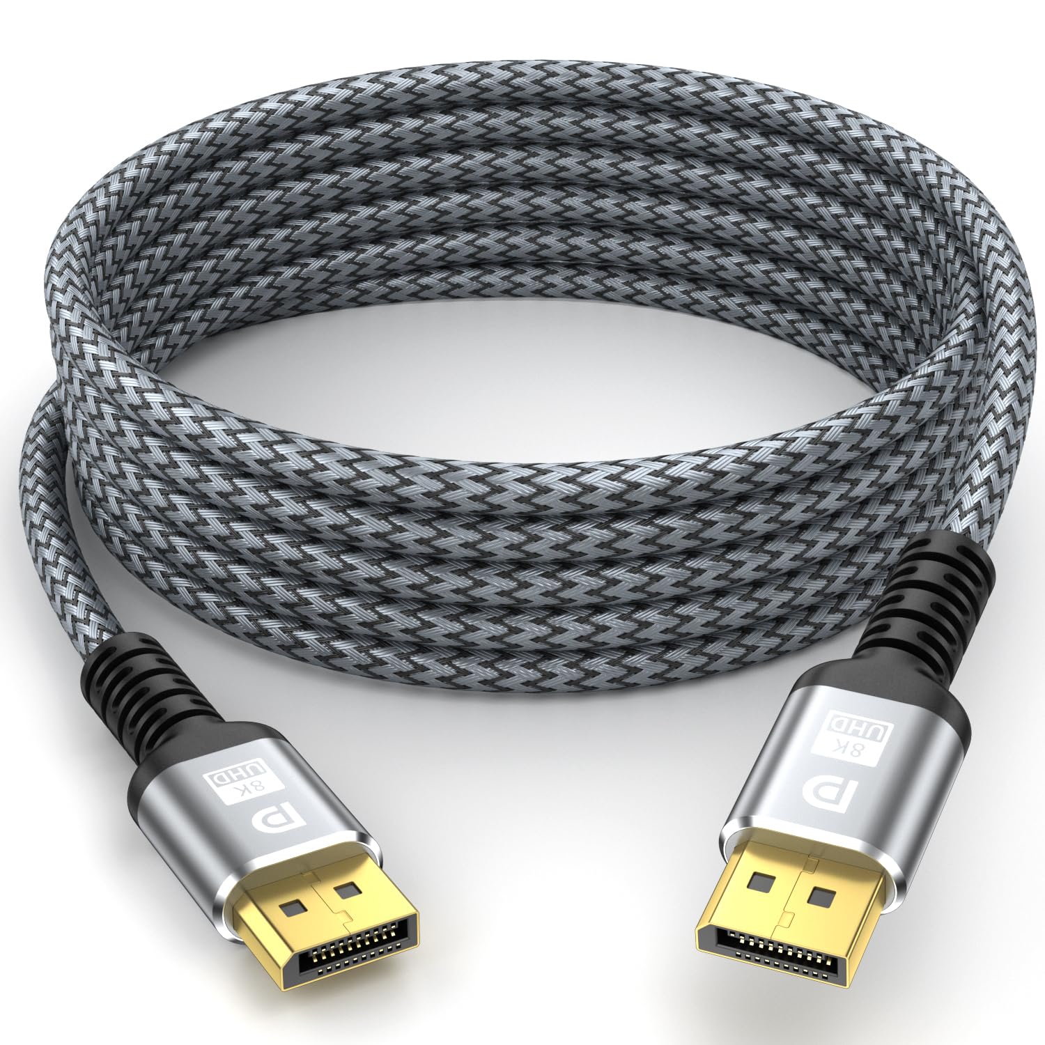 looyotul 8K DisplayPort Cable,DP 1.4 Cable 25ft(8K@60Hz,4K@144Hz,2K@240Hz) Support 32.4Gbps,Gold Plated Connector,High Refresh Rate for Gaming Monitor