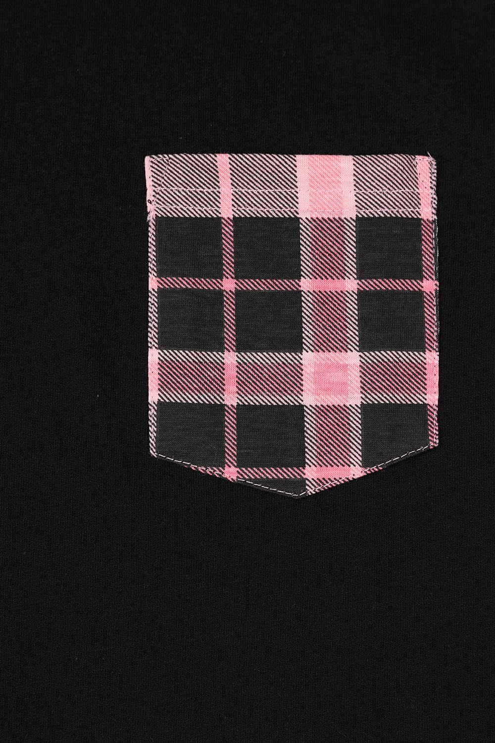 ThePyjamaFactory Pijamas de Algodón Cortos con Pierna a Cuadros en Negro y Rosa para Niñas PJ's para Niños