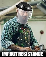 Vista 5 de 4 protectores faciales de seguridad transparentes para moler y cortar, ligero, resistente a los impactos con trinquete ajustable, máscara facial