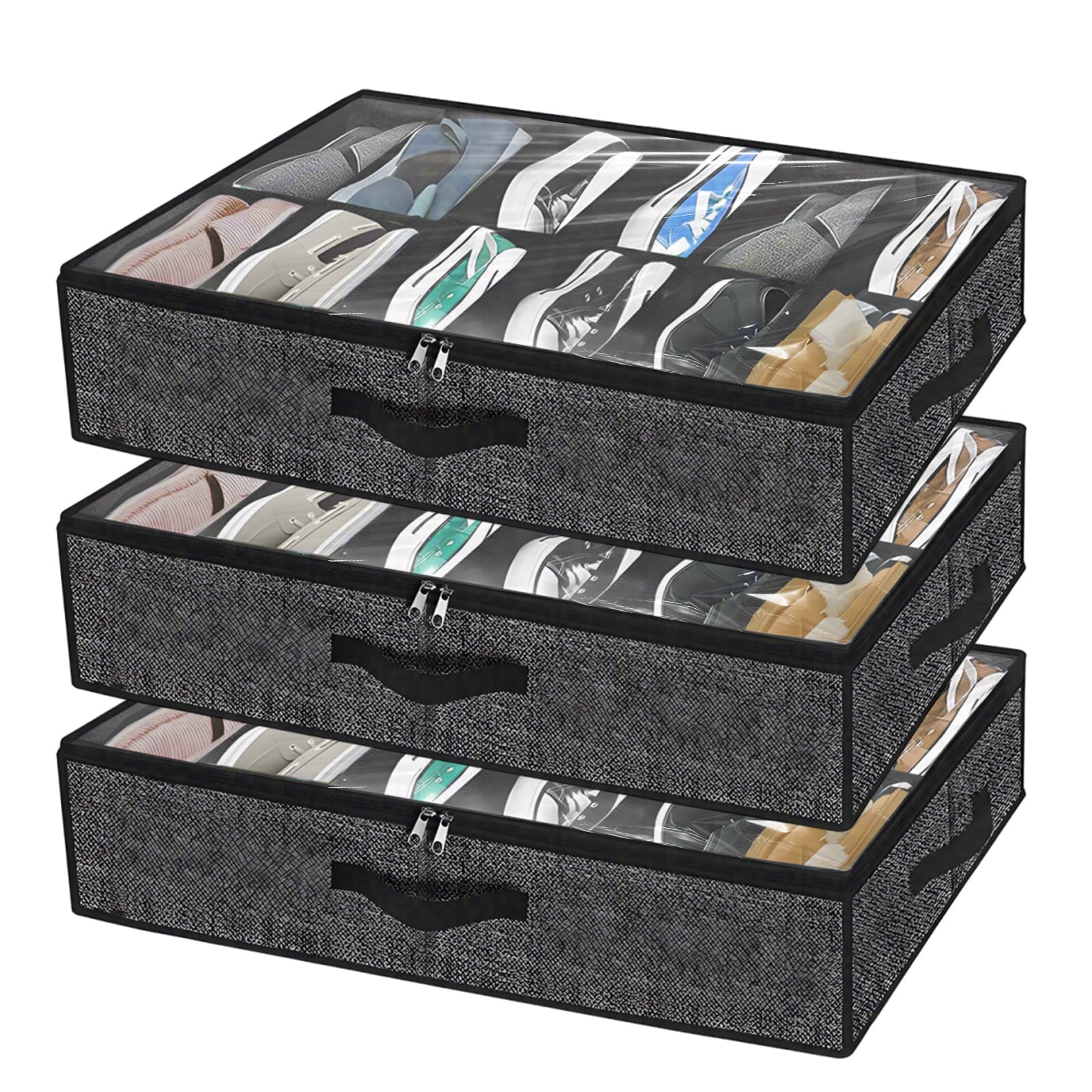 Organiseur de chaussures sous le lit à couvercle pour ranger 36 paires facilement