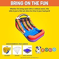 Vista 4 de Crossover Rainbow - Tobogán acuático inflable de doble carril con piscina de salpicaduras, tobogán de vinilo de PVC para niños, incluye estacas