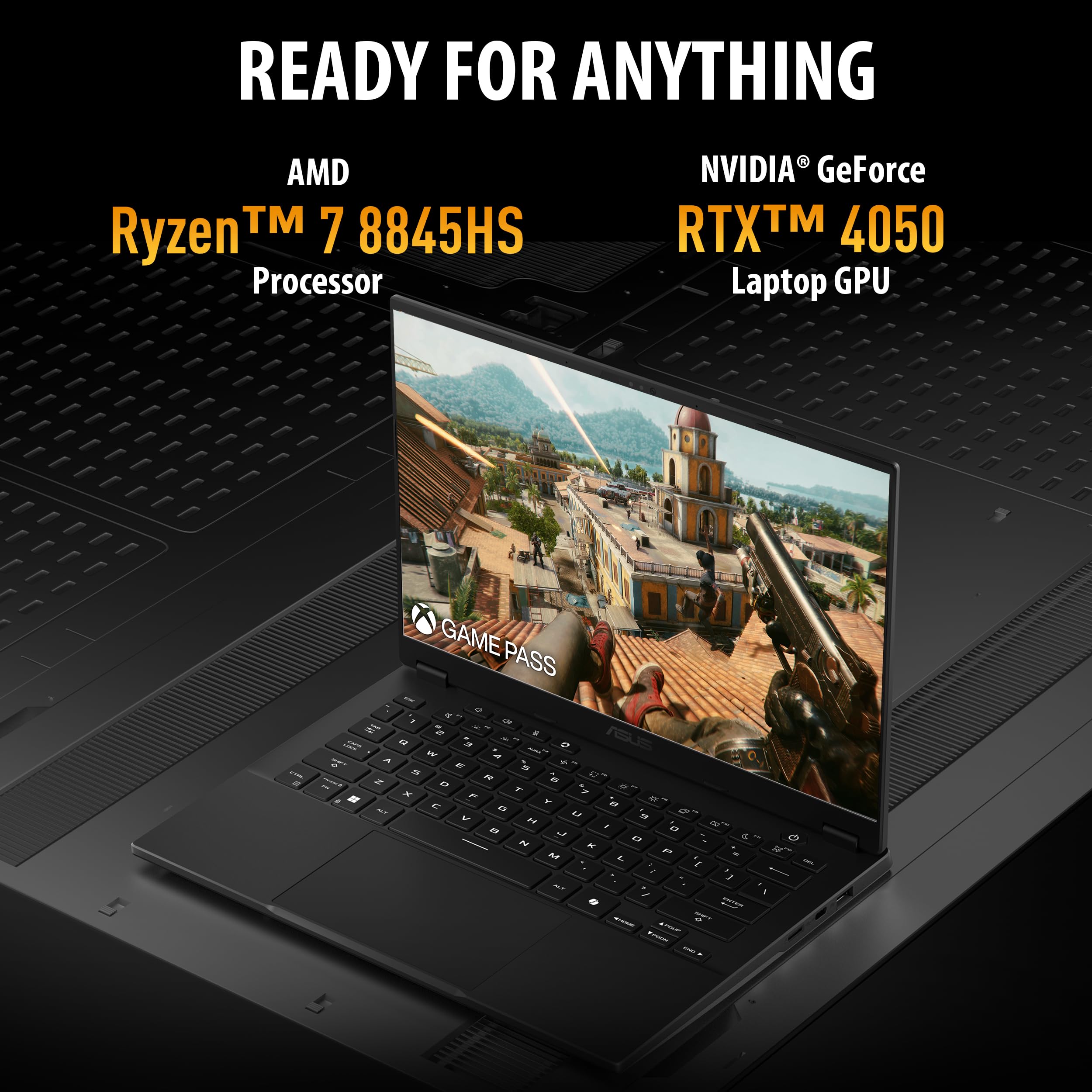 ASUS TUF Gaming A14 Copilot+ PC Gaming Laptop, 14” WQXGA 16:10 165Hz Display, AMD Ryzen™ AI 7 8845HS, NVIDIA® GeForce RTX™ 4050, 16GB LPDDR5X, 512GB PCIe® Gen 4.0 SSD, Wi-Fi 6E, Windows 11 Home