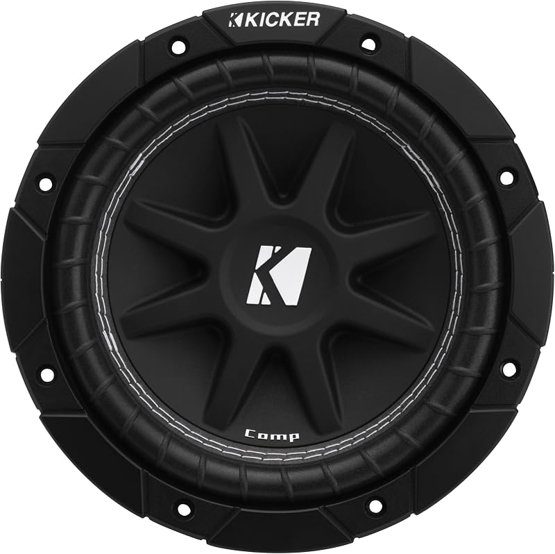 Kicker 43C84 Comp 8" Subwoofer (Renewed) - Single Voice Coil 4 Ohm Car Sub | certified refurbished 8 inch bass upgrade, inspected and tested to work like new, great for sealed or ported enclosures