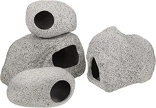 Ipetboom Caverna de reprodução de camarões, 4 peças, pedras de caverna de aquário, decoração de esconderijo de aquário decorativo caverna esconderijo de camarão seguro para peixes betta camarão casa paisagismo decorações