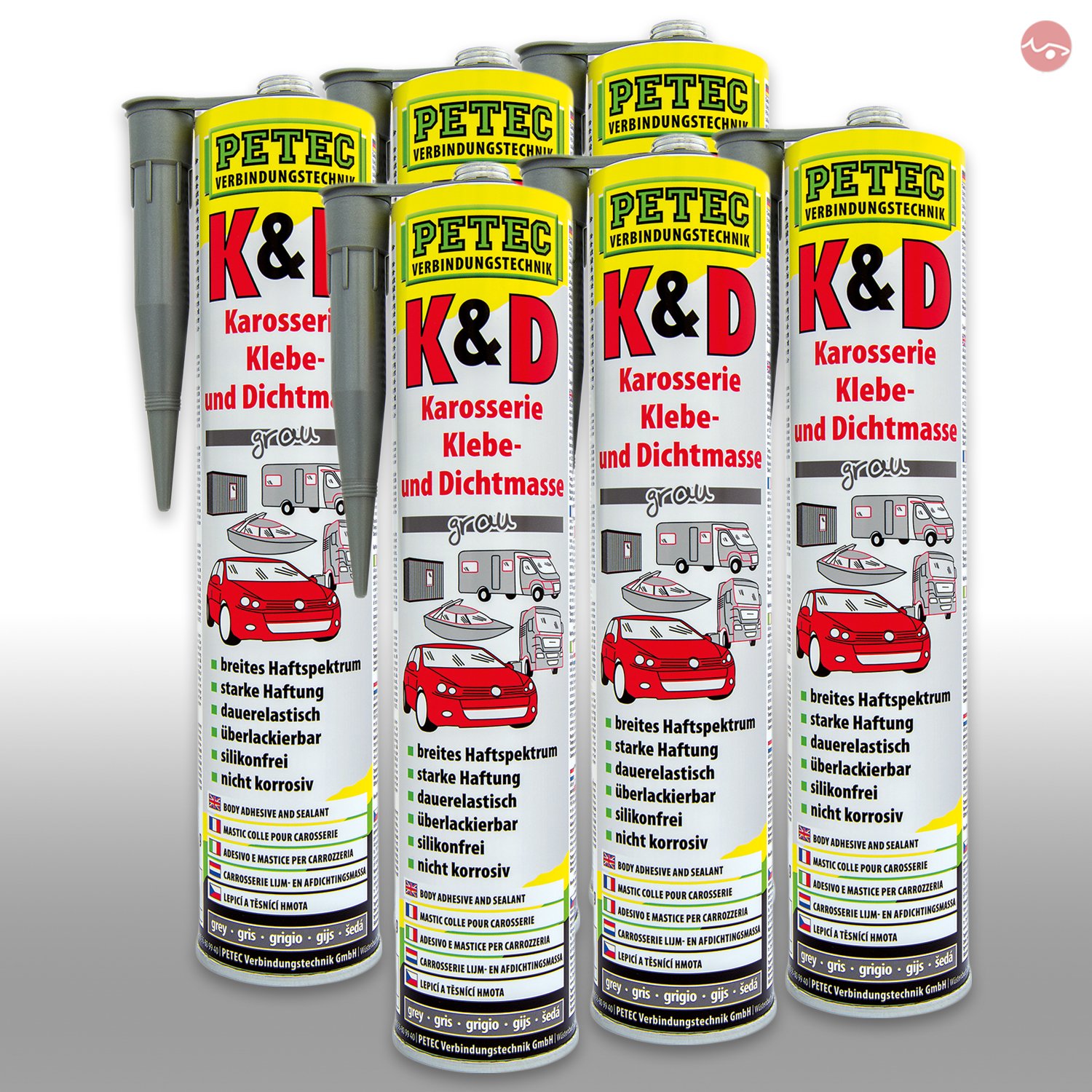 Petec_bundle 6 x PETEC klej i uszczelniacz szary 310 ML 94630