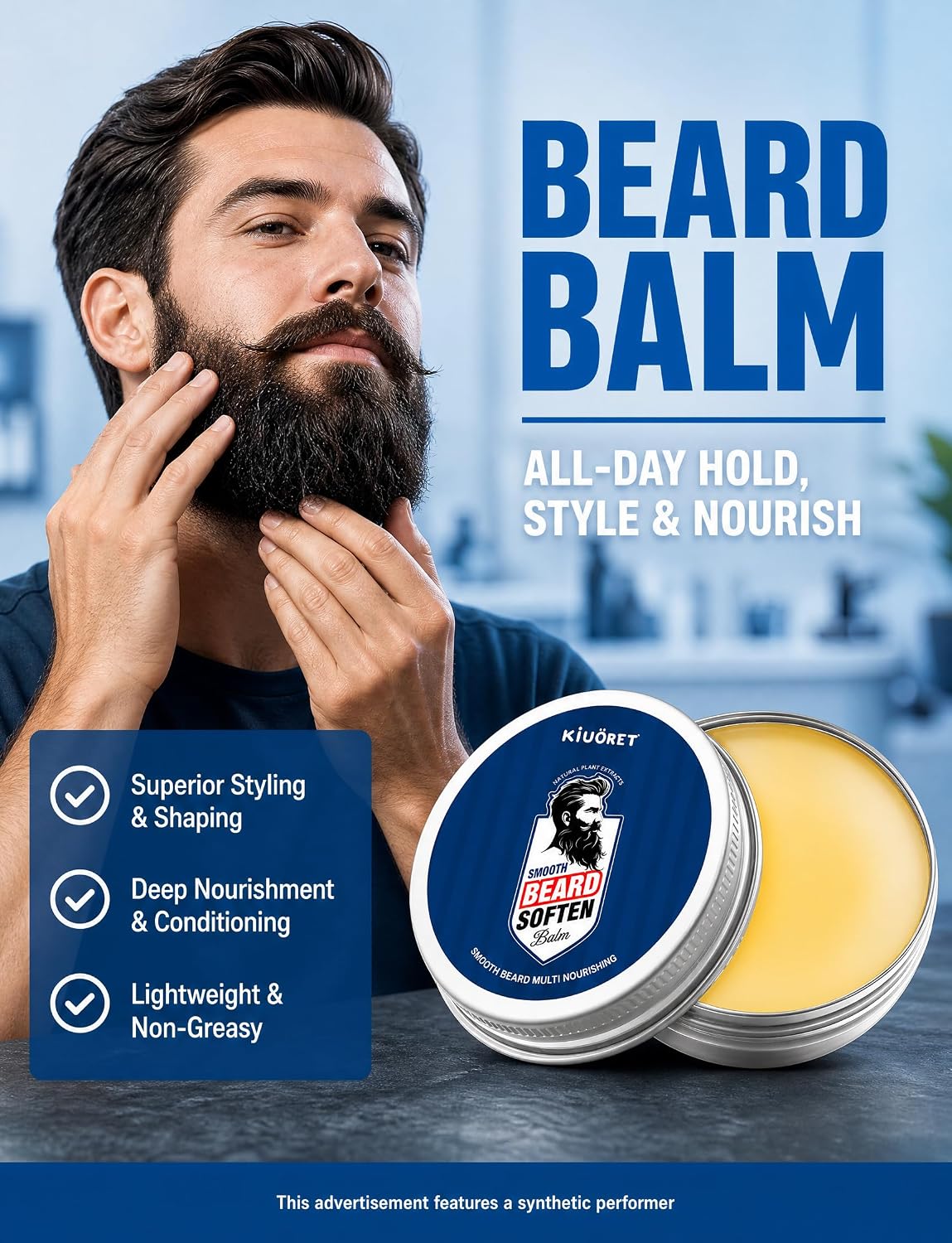 Beard Kit for Men, 5PCS Beard Grooming & Care Set with Shampoo, Conditioner, Oil, Spray & Balm, Moisturizing Beard Gift Set for Dad, Husband, Boyfriend