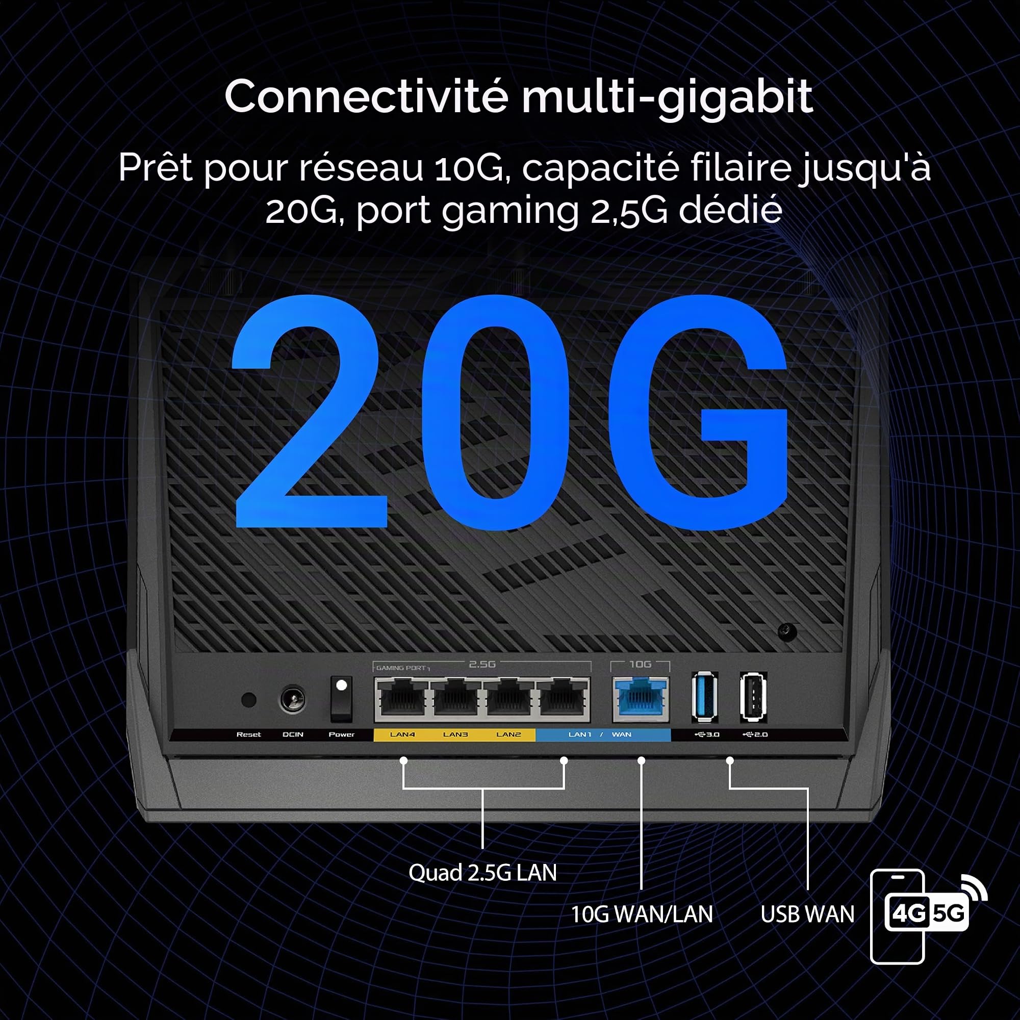 ASUS RT-BE86U BE6800 Routeur Wi-FI Double Bande, Prend en Charge 4096-QAM, MLO, Reconnaissance KI-WAN, AiMesh, sécurité réseau sans abonnement et Fonctions VPN complètes, Guest Network Pro, Gaming