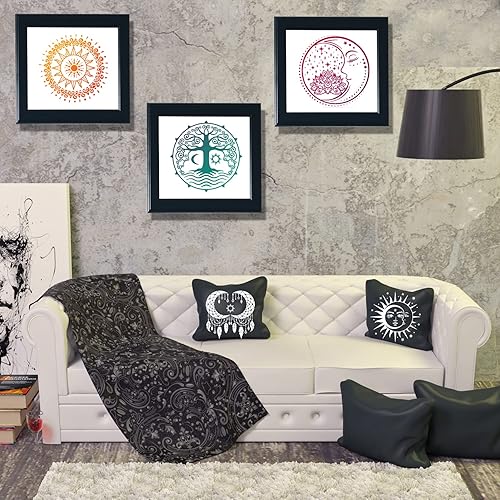 Miniatura 6 de 9 plantillas grandes de mandala de sol y luna, plantillas de pintura de árbol de flores de mariposa para manualidades, plantillas reutilizables,