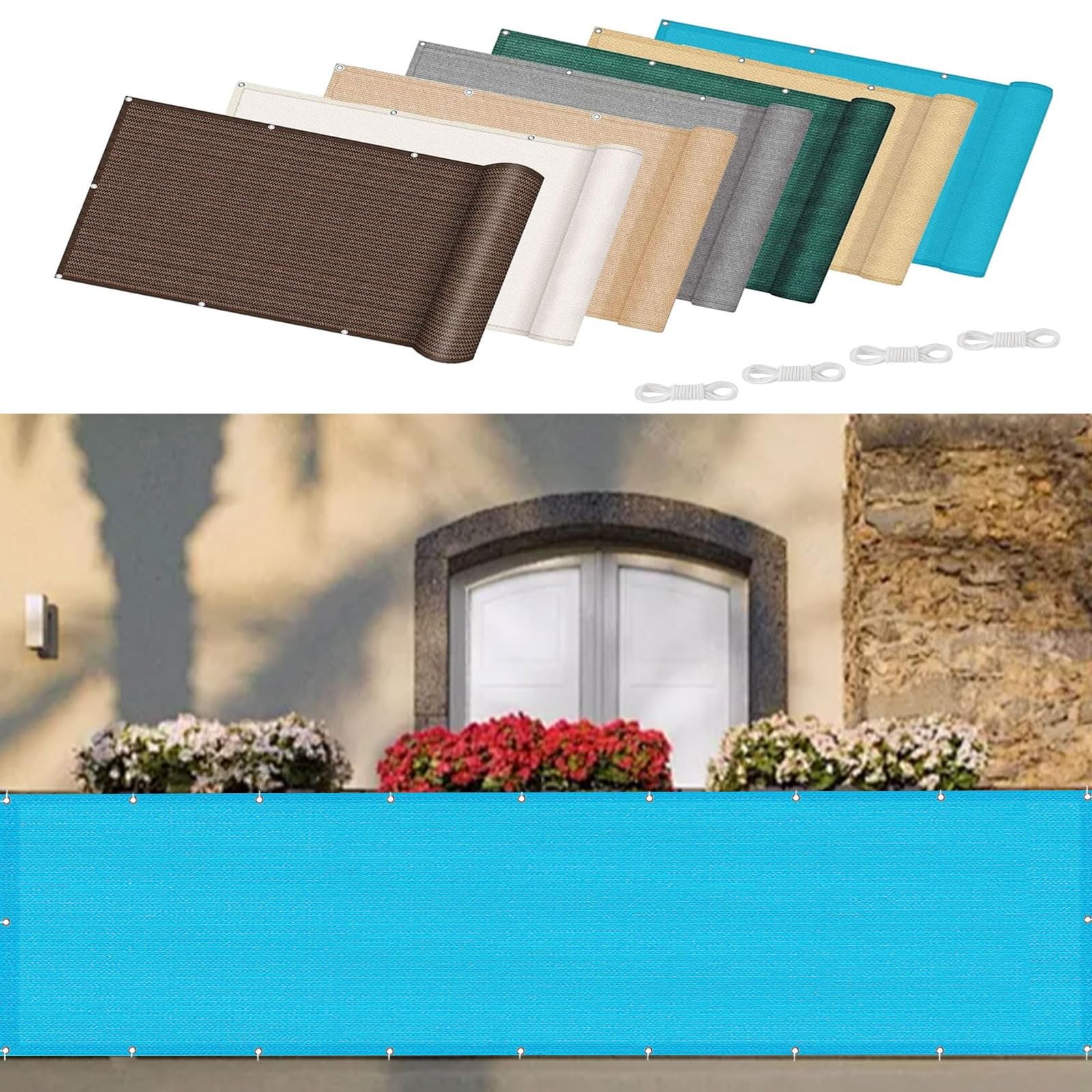 Brise vue pour balcon 80 x 300 cm paravent de balcon opaque avec cordons
