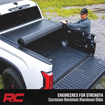 Rough Country Hard Roll-Up Tonneau Cover for Toyota Tundra (2022-2026) - Aluminum Truck Bed Cover, Fits 5'7 Bed