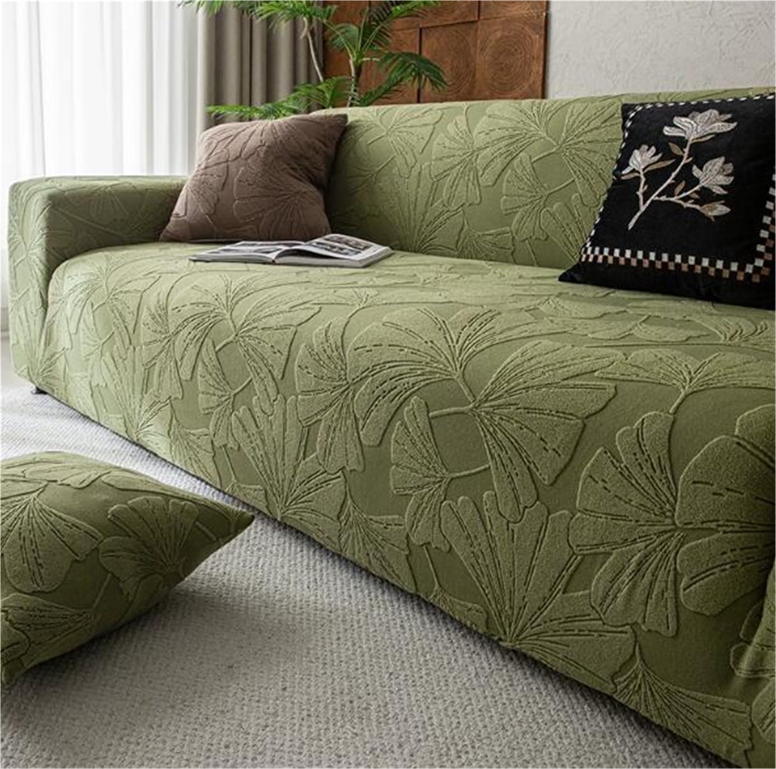Housse de canapé extensible grand format vert protège canapé animaux 190x230