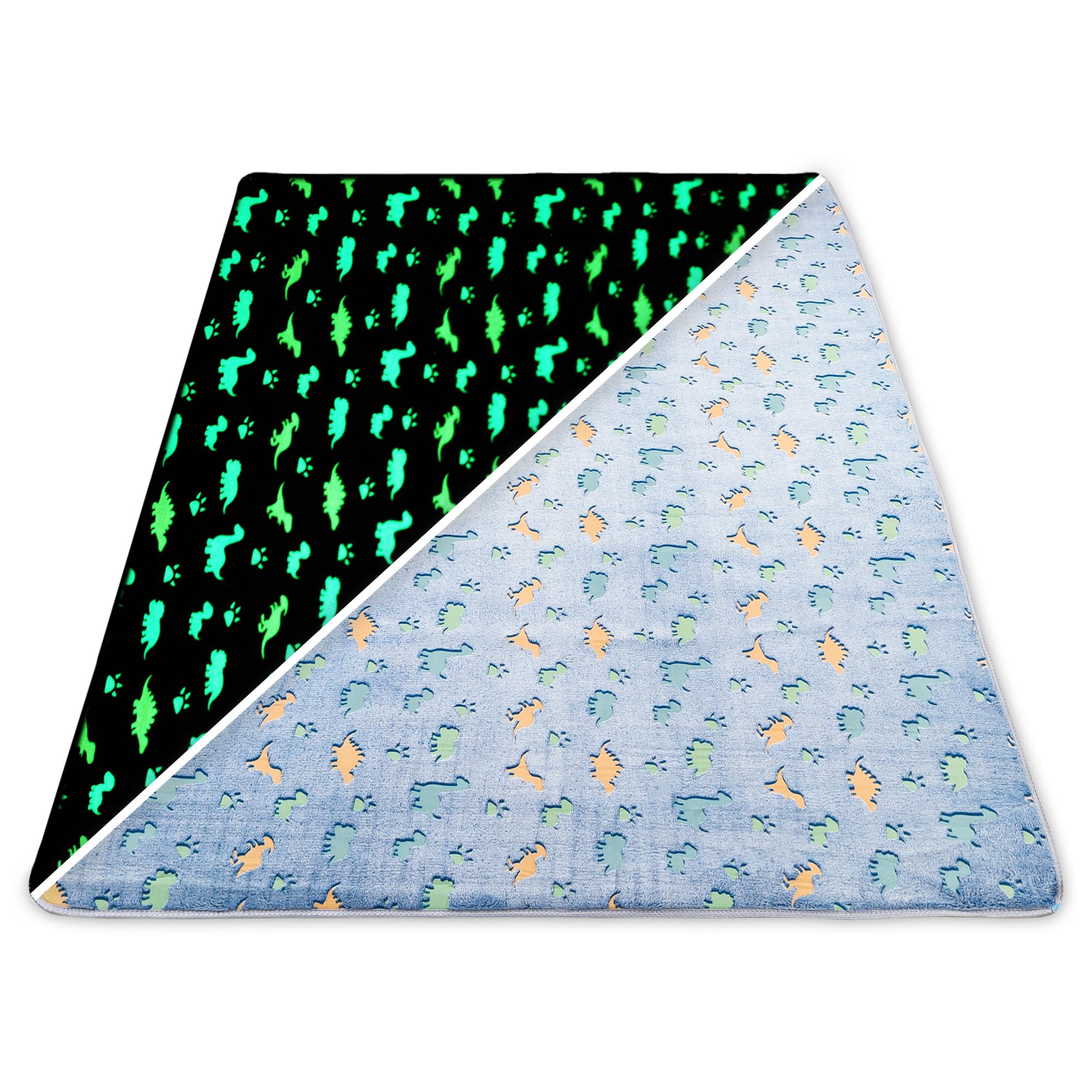 Amazinggirl Alfombra Bebe luminiscente 120x160 cm - Alfombra de Juegos Bebe Alfombra Gateo Bebe alfombras Infantiles Alfombra habitacion Bebe Dinosaurio Azul