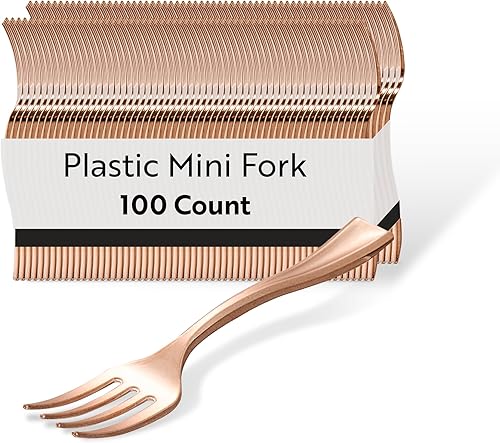Vista 56 de Restaurantware Mini cucharas desechables de 4 pulgadas, 100 cucharas pequeñas desechables, par de alta resistencia con aperitivos o postres, Oro rosa