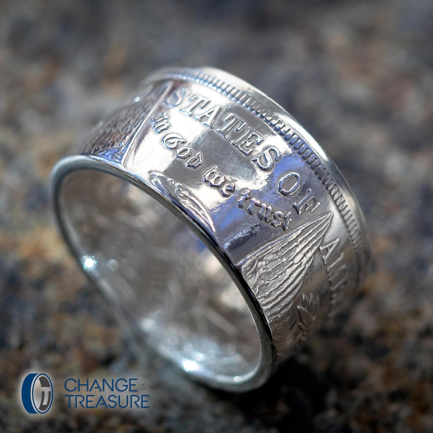 1921 Morgan Silver Dollar Ring | Silver Coin 'Tails' Design | Wide Band (13mm)