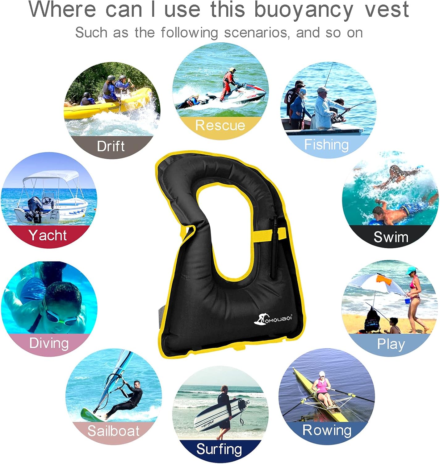 DOSURBAN Inflatable Snorkel Vest for Adults, Adjustable Light Snorkeling Jackets Safety Vests for Diving, Snorkeling, Swimming, Surfing (Up to 200 lbs Loading) : Sports & Outdoors