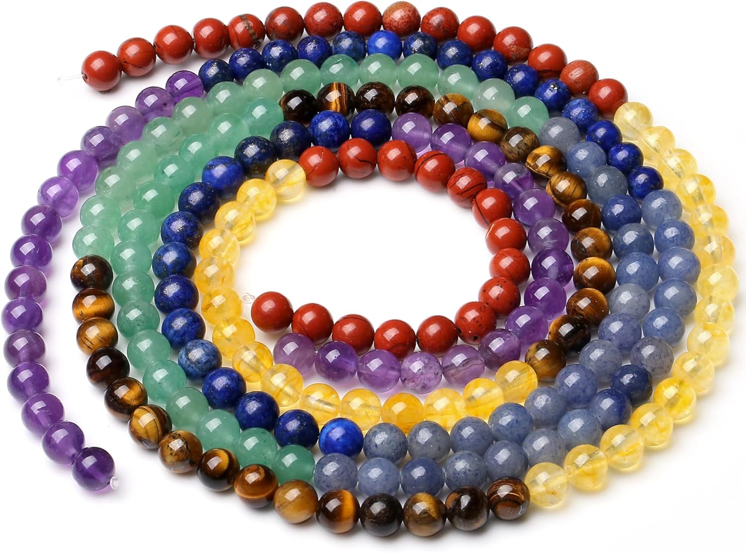 ZHIYUXI Chakra Crystals Beads 105pcs 6mm for Bracelet Jewelry Making Gemstones 2 Strand Round Spacer Loose Stones for Necklace DIY Christmas Gifts for Women Men - Image 2