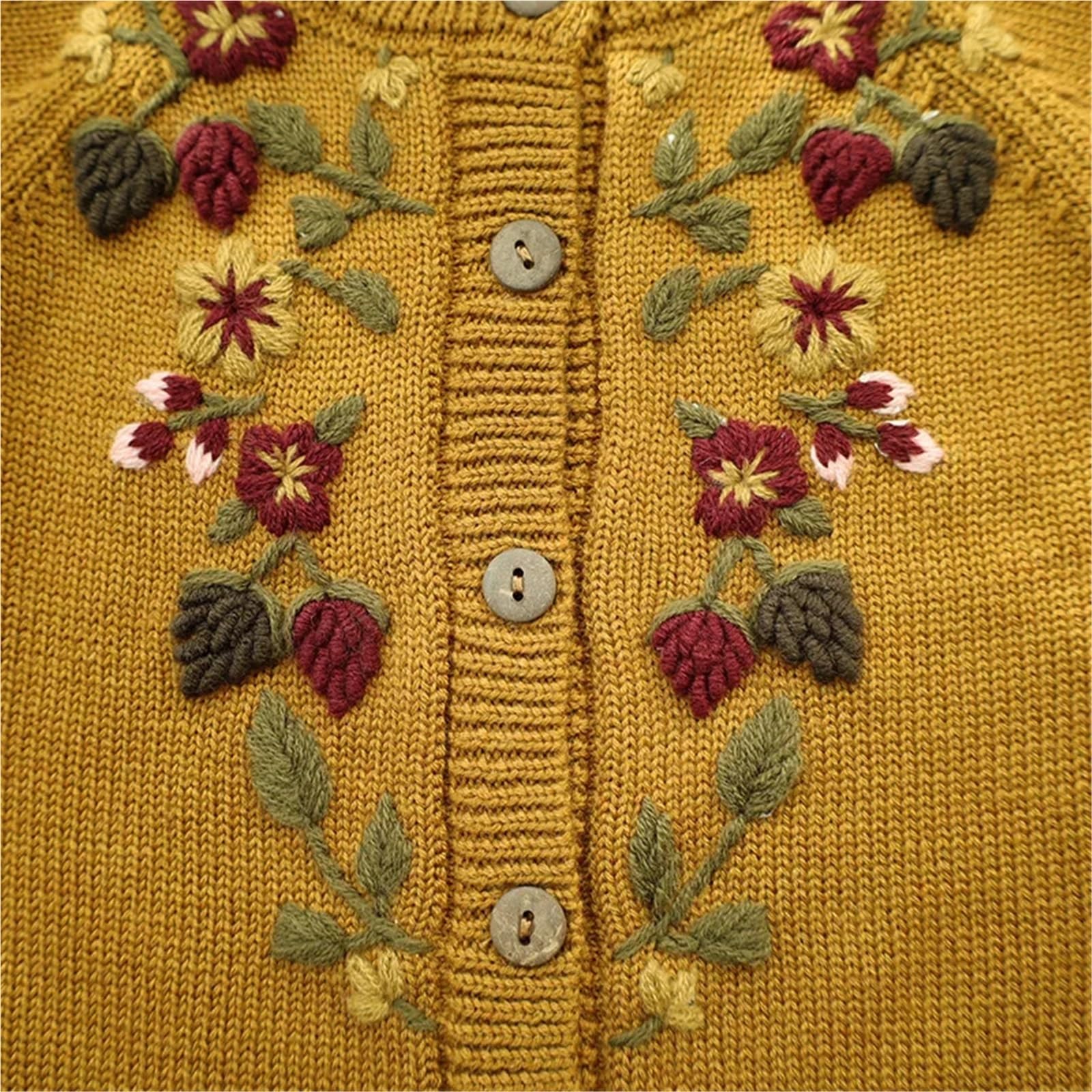 Cárdigan de Punto de Mora Bordado for niñas, Chaqueta cálida de otoño/Invierno for recién Nacidos y niños pequeños(Amaranth,12-18M Size 80)