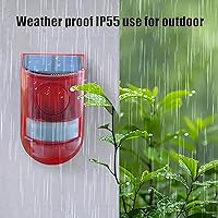 Vista 6 de Alarma solar de sonido y luz, sensor de movimiento, 110 decibeles, alarma de sonido de sirena y 6 LEDs de advertencia de flash, sistema de alarma