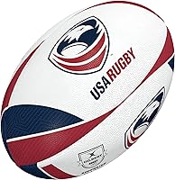 Official Gilbert USA Rugby Supporter Ball - Size 5 Waterproof Grip Ball for Adults & Youth, Patriotic Red White Blue Design