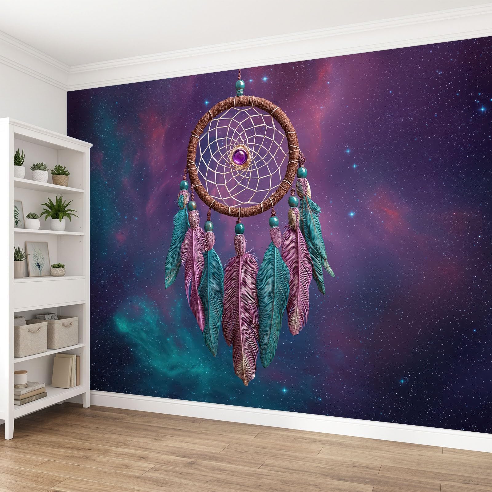 Vlies Fototapete Traumfänger Kosmos Fantasy Vliestapete, Hochwertige Boho Ethnisch Fototapeten für Wohnzimmer Schlafzimmer, 250 x 175 cm Wandtapete Tapete für Kinder Mädchen Jungen