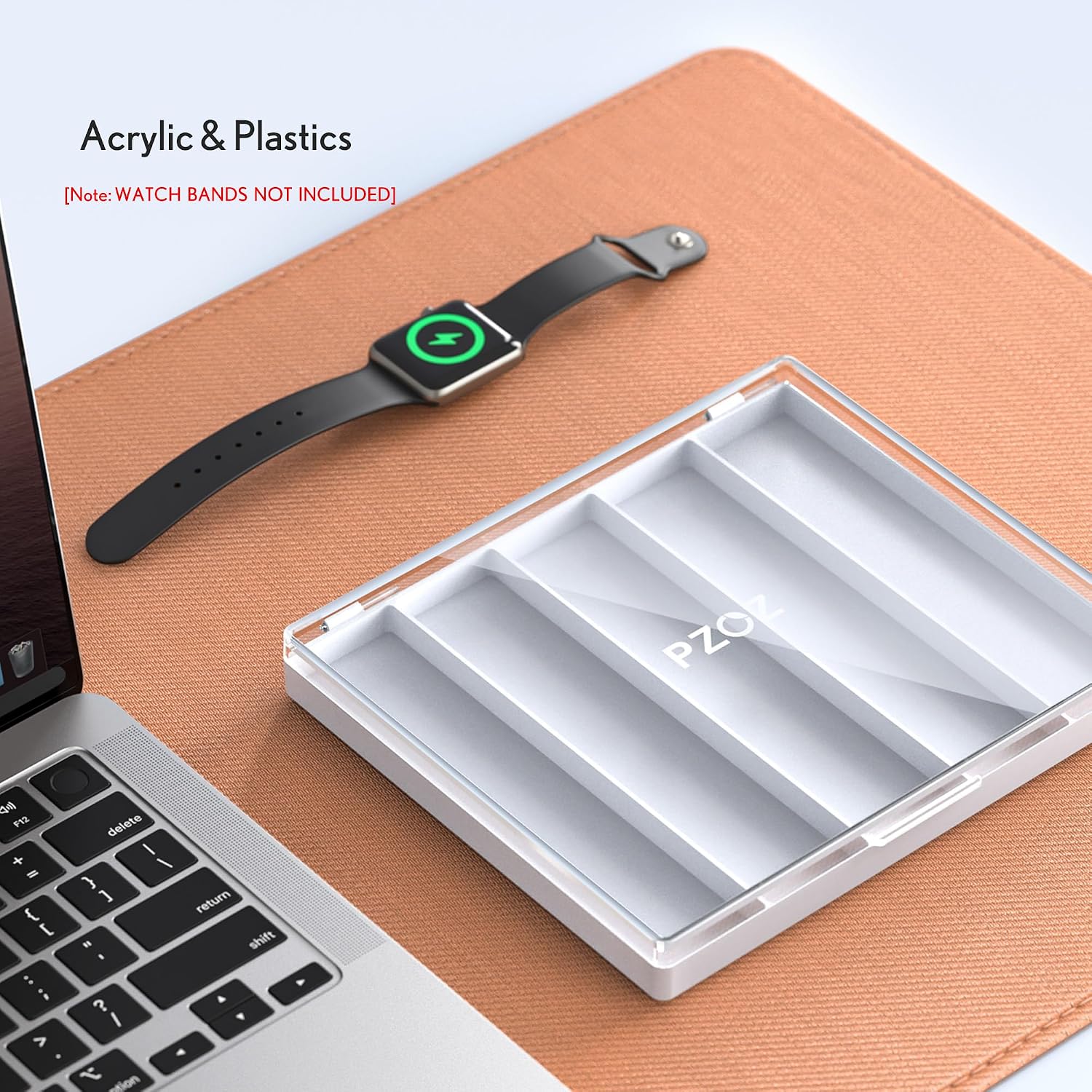 pzoz Watch Band Organizer Case for iWatch Band, Watch Band Transparent Display Holder Stand Storage Box Compatible with Apple Watch Strap and Accessories & Support Digital Storage Box Stacking