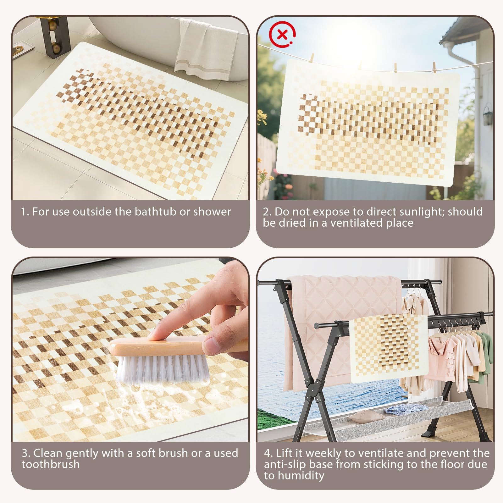 Genérico Livienne Assorbente antiscivolo rapido asciutto Tappeto diatomite bagno Tappeto pietra diatomite, giallo, quadrato, 50 x 80 cm (Rettangolare, Traliccio)