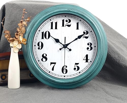 Miniatura 7 de zyzamay Reloj de pared retro de 12 pulgadas, fácil de leer, redondo, clásico, clásico, de cuarzo, funciona con pilas, decorativo para sala de estar,