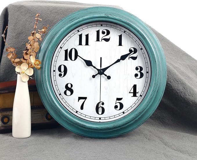Reloj de Pared Retro 12 Pulgadas Silencioso Quartz Verde miniatura 8