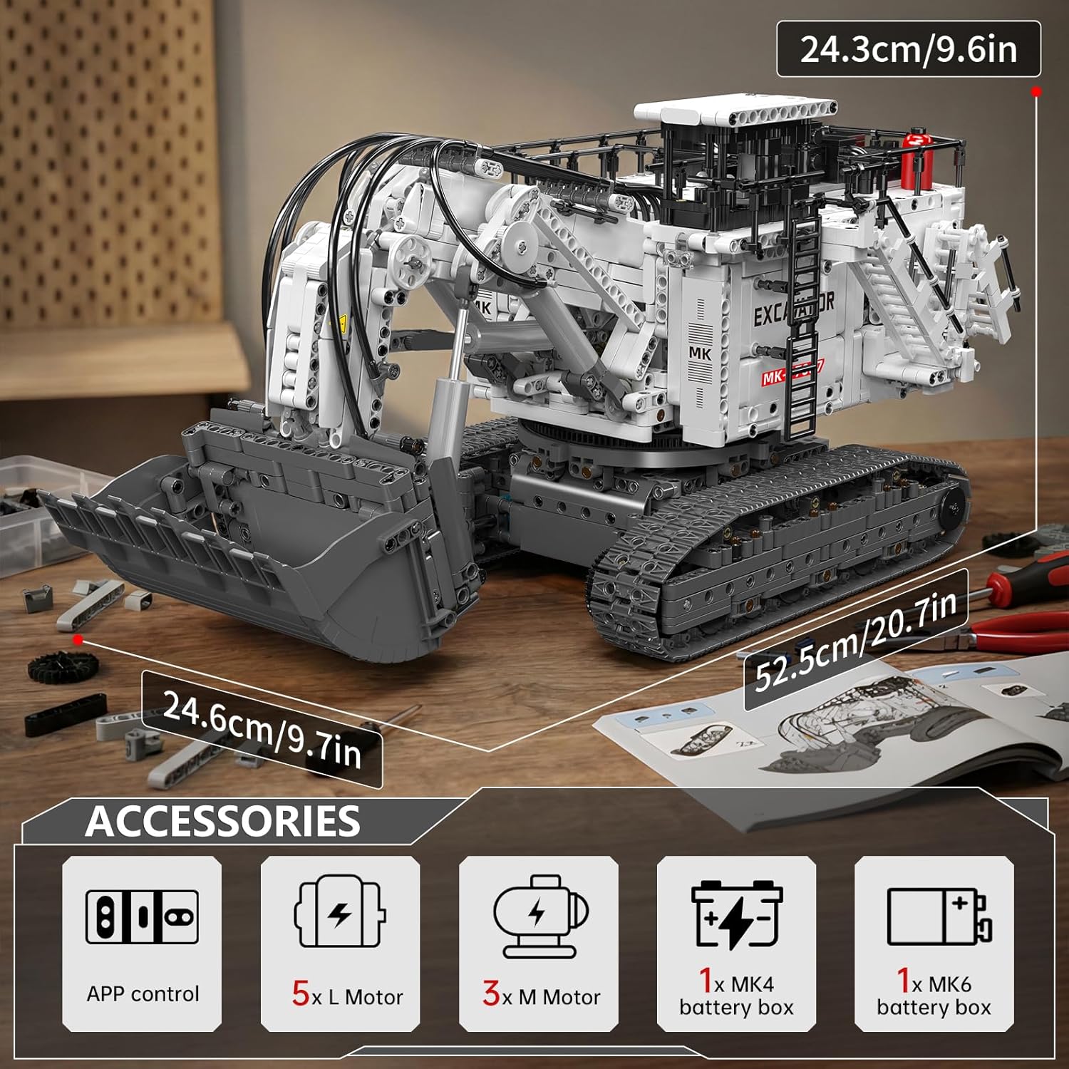 Mould King App Control Large Excavator Building Set for Adults, 3567 Pieces Mining Construction Vehicle Model with Motors, STEM Engineering Blocks Kit