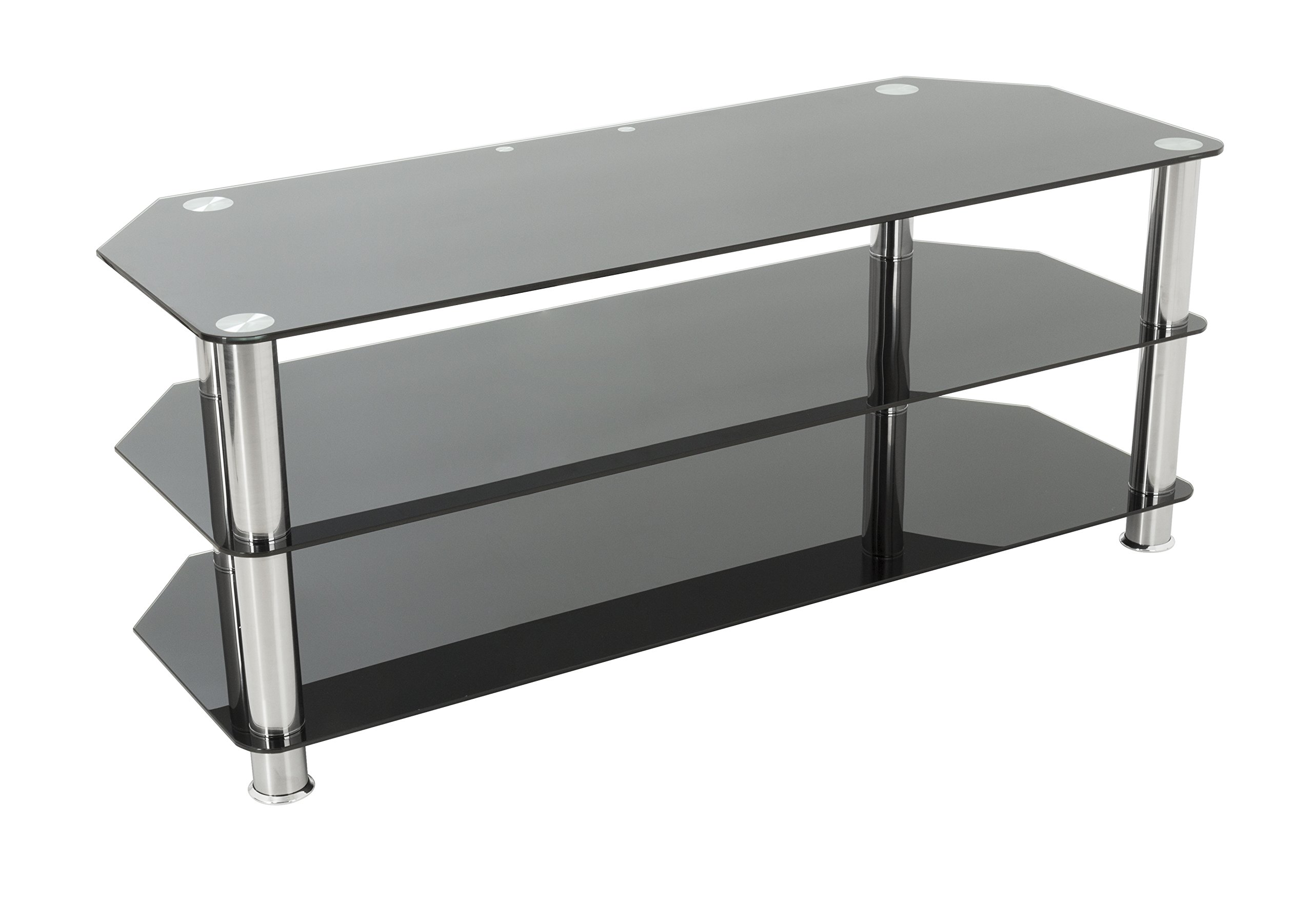 AVF SDC1250-A TV Stand for Up to 60-Inch TVs, Black Glass, Chrome Legs