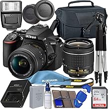 Nikon D5600 DSLR Camera with 18-55mm VR Lens + 64GB SDXC Memory Card, Tripod, Flash, and More