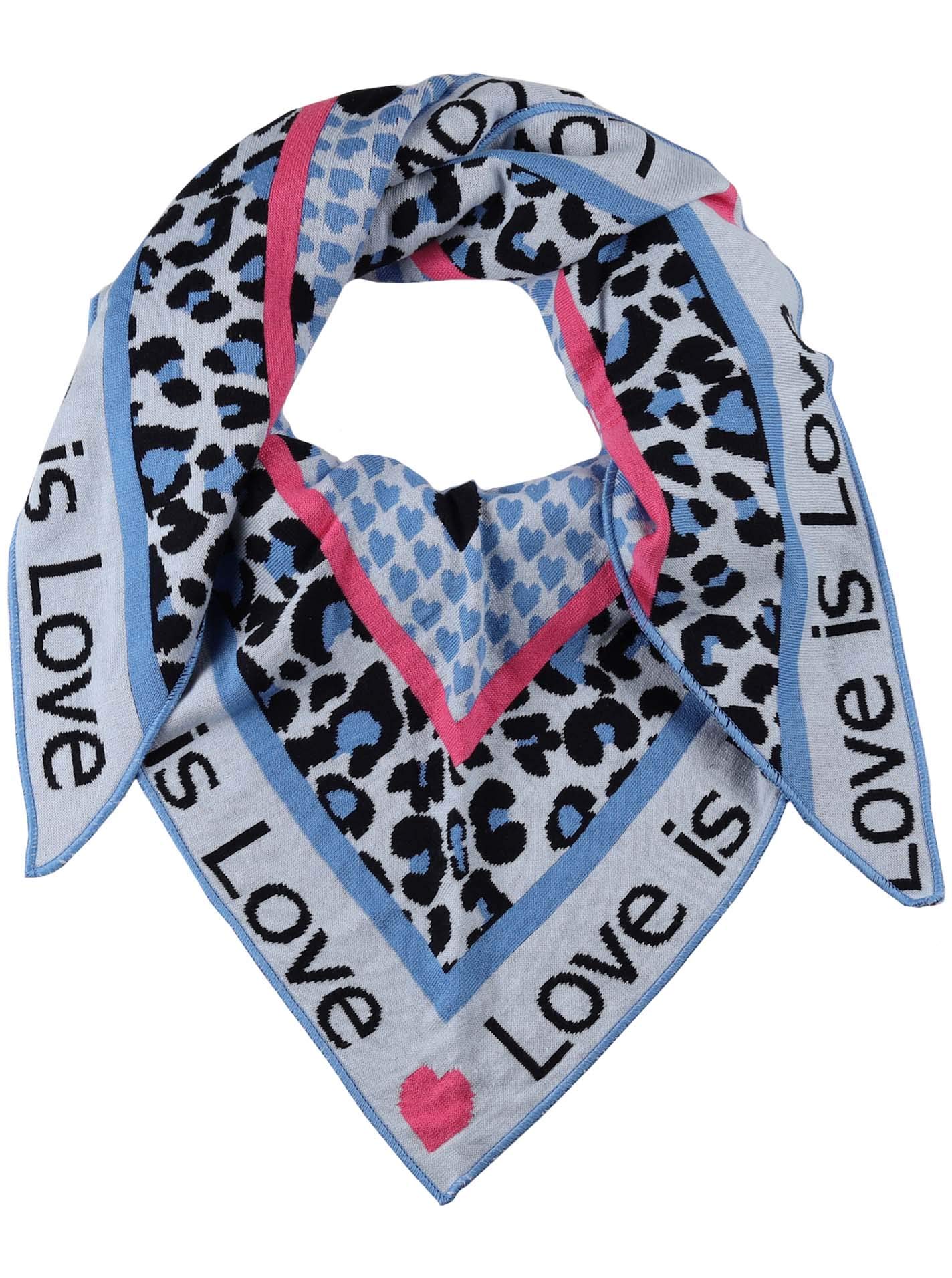 Zwillingsherz Dreieckstuch Love is Love Stola Schal aus Wolle für Damen Mädchen Jungen Kinder - Hochwertiges Baumwoll- Halstuch mit Leo und Herz Muster - Damenschal für Sommer Herbst Winter