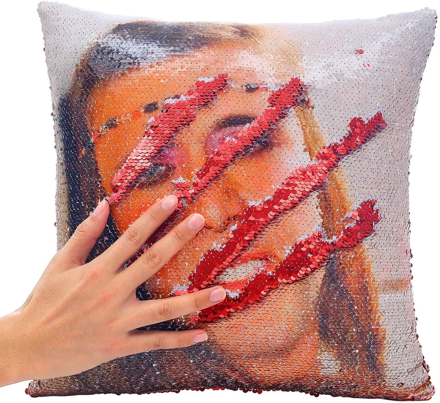 Tiaronics Magic Reversible Sequins Mermaid Pillow Cases Throw Pillow Covers Decorative Pillowcase 4040cm(1616") (Funny Female Nicholas)