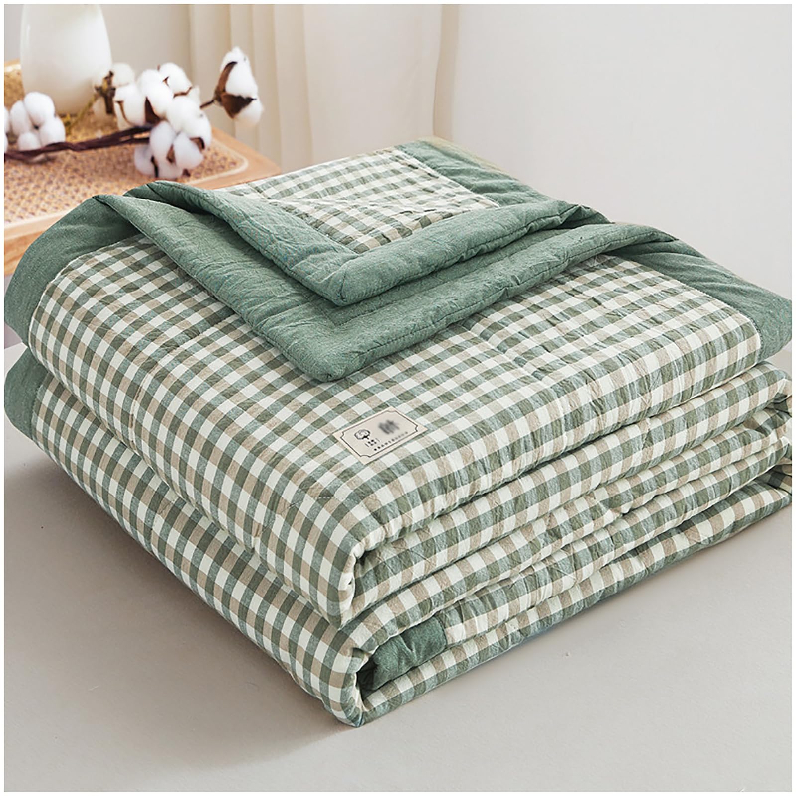 Ztgl C New Modern Air Ondition Otton Quilt - Lightweight Blanket Quilted Spring/Summer Thin Quilt Otton Breathable Omforter Plaid Print Quilts Bedspread,,200X230cm