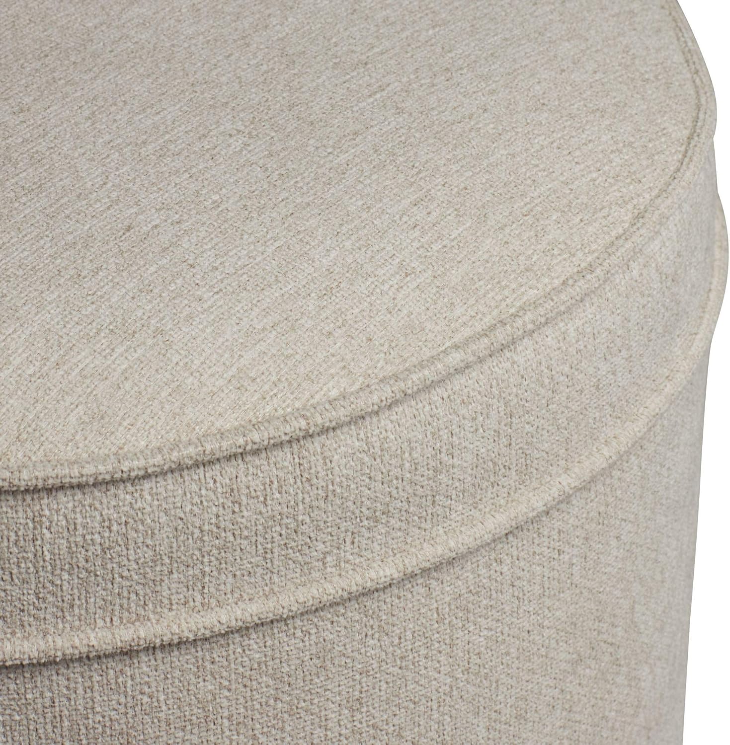 55 Downing Street Iriza Oatmeal Nailhead Round Ottoman